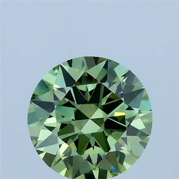 1.00 Carat Round Lab Grown Diamond, Excellent Cut, Fancy Vivid Green Color, VVS2 Clarity