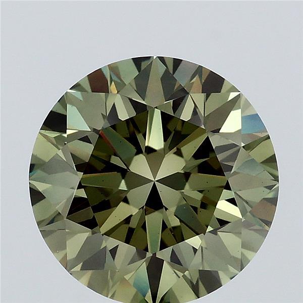 2.80 Carat Round Lab Grown Diamond, Excellent Cut, Fancy Vivid Green Color, VS2 Clarity