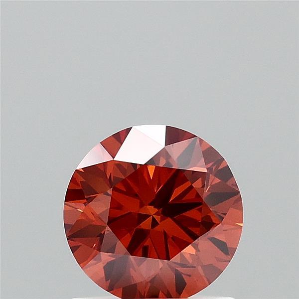 1.00 Carat Round Lab Grown Diamond, Excellent Cut, Fancy Intense Brownish Orange Color, VS1 Clarity