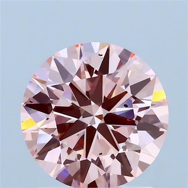 1.50 Carat Round Lab Grown Diamond, Excellent Cut, Fancy Intense Pink Color, VS2 Clarity