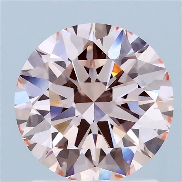 1.53 Carat Round Lab Grown Diamond, Ideal Cut, Fancy Intense Pink Color, VVS2 Clarity