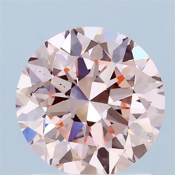 1.52 Carat Round Lab Grown Diamond, Excellent Cut, Fancy Intense Pink Color, VS2 Clarity