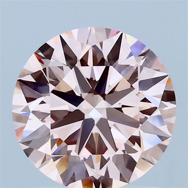 1.52 Carat Round Lab Grown Diamond, Ideal Cut, Fancy Intense Pink Color, VS1 Clarity