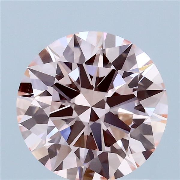 1.52 Carat Round Lab Grown Diamond, Excellent Cut, Fancy Intense Pink Color, VVS2 Clarity