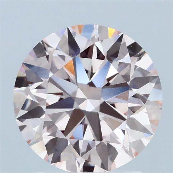 2.07 Carat Round Lab Grown Diamond, Ideal Cut, Fancy Intense Pink Color, VVS2 Clarity