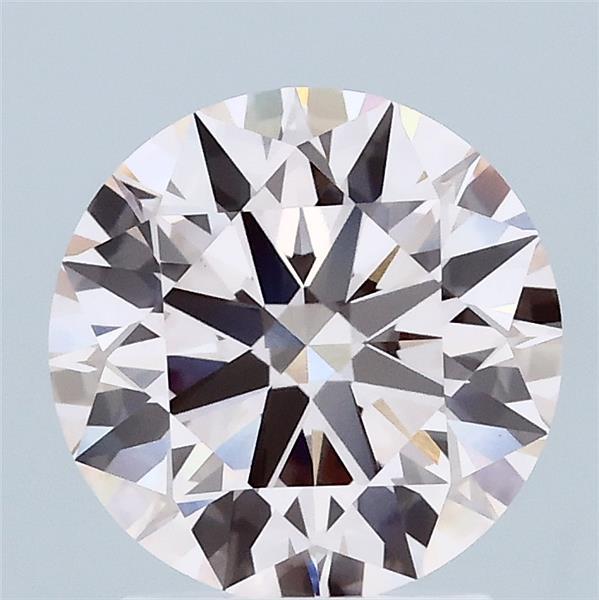 2.06 Carat Round Lab Grown Diamond, Ideal Cut, Fancy Pink Color, VVS2 Clarity