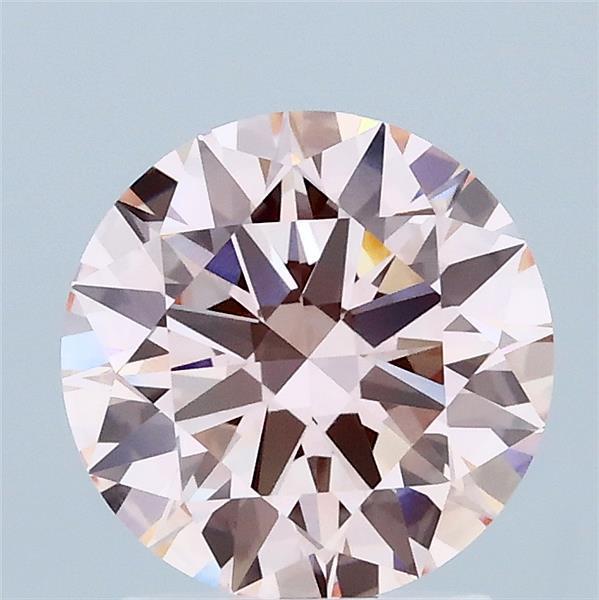1.76 Carat Round Lab Grown Diamond, Ideal Cut, Fancy Intense Pink Color, VVS2 Clarity