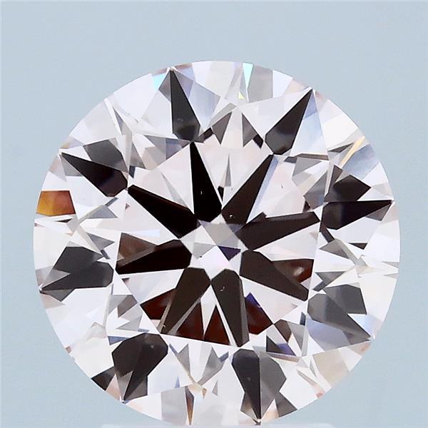 3.01 Carat Round Lab Grown Diamond, Ideal Cut, Fancy Pink Color, VS1 Clarity