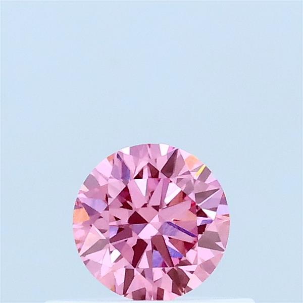 0.33 Carat Round Lab Grown Diamond, Excellent Cut, Fancy Vivid Pink Color, VVS2 Clarity