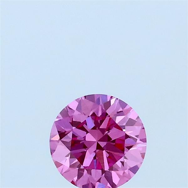 0.33 Carat Round Lab Grown Diamond, Excellent Cut, Fancy Vivid Pink Color, VVS2 Clarity