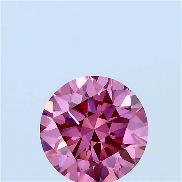 0.49 Carat Round Lab Grown Diamond, Excellent Cut, Fancy Vivid Pink Color, VVS2 Clarity