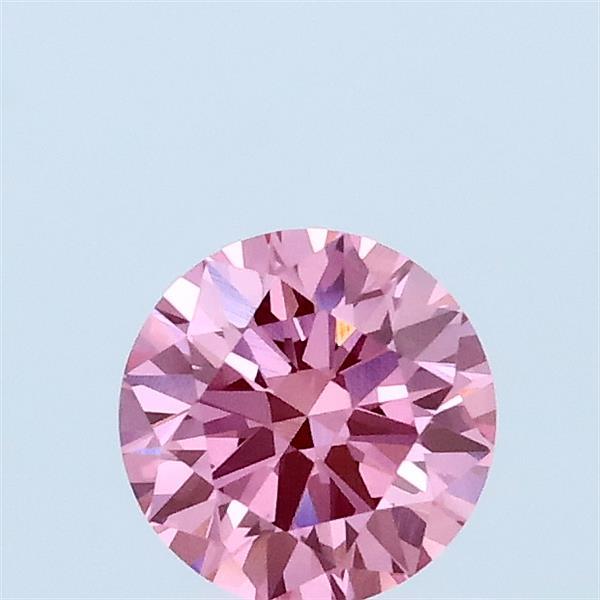 0.59 Carat Round Lab Grown Diamond, Excellent Cut, Fancy Vivid Pink Color, VVS2 Clarity