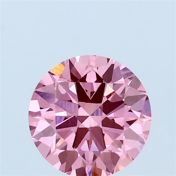 0.79 Carat Round Lab Grown Diamond, Excellent Cut, Fancy Vivid Pink Color, VVS2 Clarity