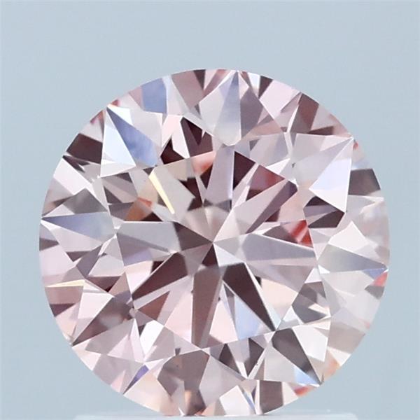 1.52 Carat Round Lab Grown Diamond, Excellent Cut, Fancy Intense Pink Color, VS1 Clarity