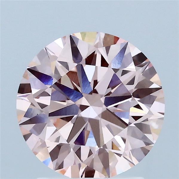 2.04 Carat Round Lab Grown Diamond, Ideal Cut, Fancy Intense Pink Color, VS1 Clarity
