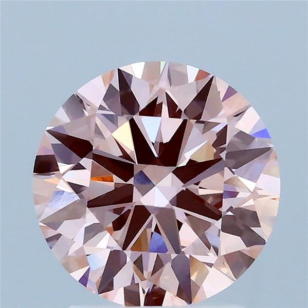 2.04 Carat Round Lab Grown Diamond, Ideal Cut, Fancy Intense Pink Color, VVS2 Clarity