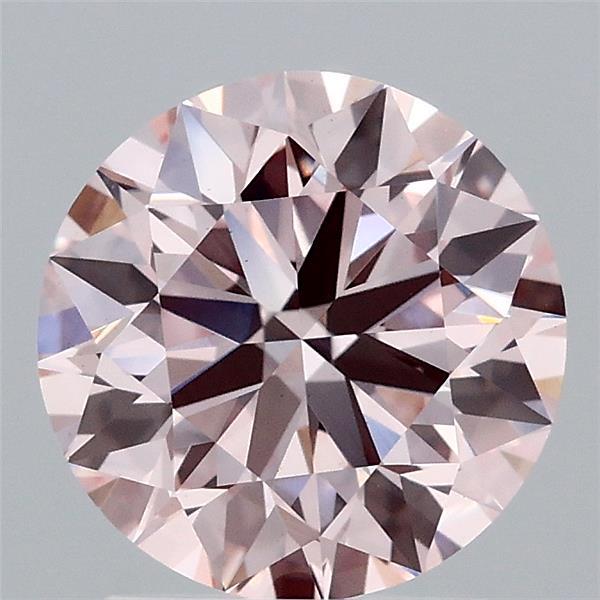 2.02 Carat Round Lab Grown Diamond, Ideal Cut, Fancy Pink Color, VS1 Clarity