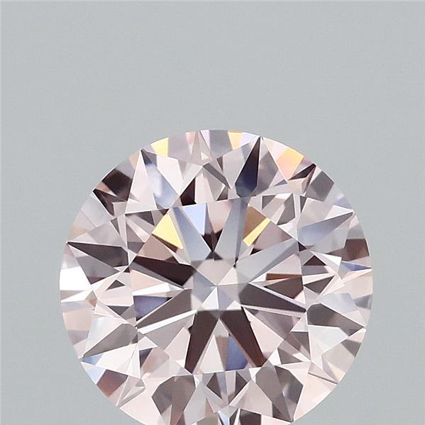 2.03 Carat Round Lab Grown Diamond, Ideal Cut, Fancy Light Pink Color, VVS2 Clarity
