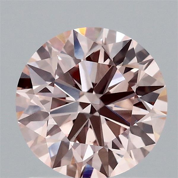 1.45 Carat Round Lab Grown Diamond, Excellent Cut, Fancy Pink Color, VS1 Clarity