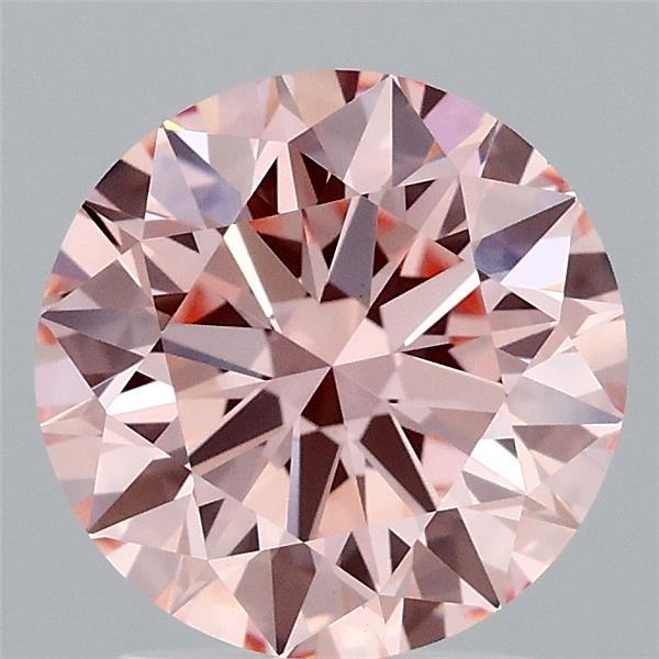 2.23 Carat Round Lab Grown Diamond, Ideal Cut, Fancy Intense Pink Color, VS1 Clarity