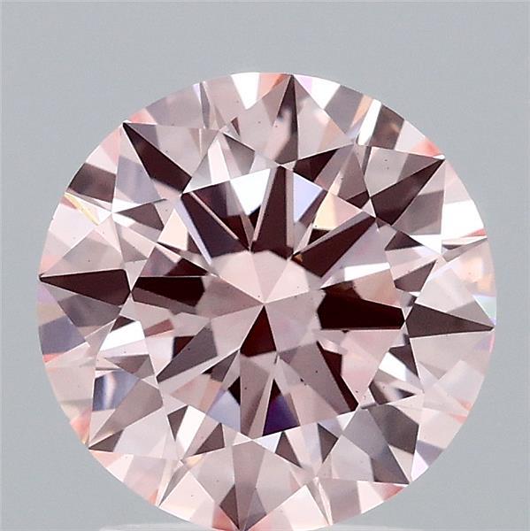 2.05 Carat Round Lab Grown Diamond, Excellent Cut, Fancy Pink Color, VS1 Clarity