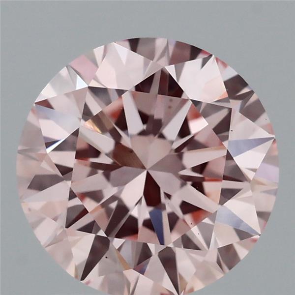 2.03 Carat Round Lab Grown Diamond, Excellent Cut, Fancy Intense Pink Color, VS1 Clarity