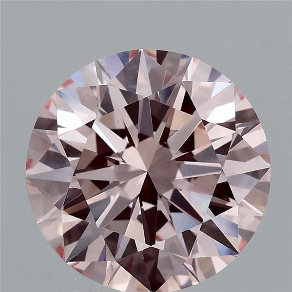 3.27 Carat Round Lab Grown Diamond, Excellent Cut, Fancy Intense Pink Color, VS1 Clarity