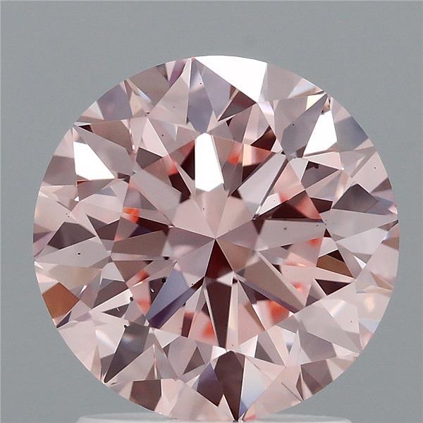 1.94 Carat Round Lab Grown Diamond, Excellent Cut, Fancy Intense Pink Color, VS2 Clarity