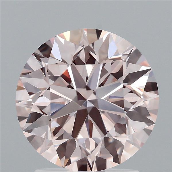 2.11 Carat Round Lab Grown Diamond, Excellent Cut, Fancy Pink Color, VS2 Clarity