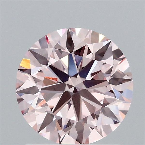 1.50 Carat Round Lab Grown Diamond, Excellent Cut, Fancy Pink Color, VS1 Clarity