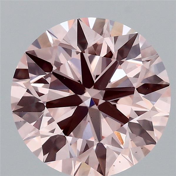 3.07 Carat Round Lab Grown Diamond, Ideal Cut, Fancy Intense Pink Color, VS1 Clarity