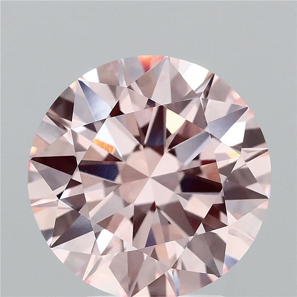 3.90 Carat Round Lab Grown Diamond, Excellent Cut, Fancy Intense Pink Color, VVS1 Clarity