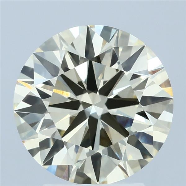 3.02 Carat Round Lab Grown Diamond, Ideal Cut, Light Yellow Color, VVS2 Clarity