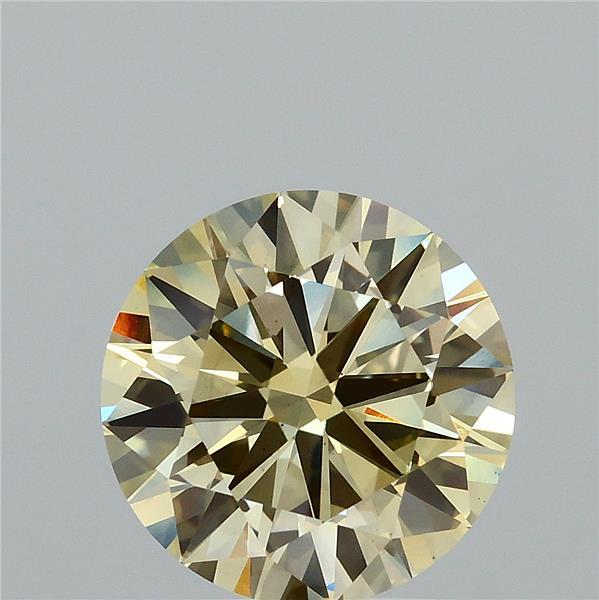 3.00 Carat Round Lab Grown Diamond, Ideal Cut, Fancy Yellow Color, VS1 Clarity