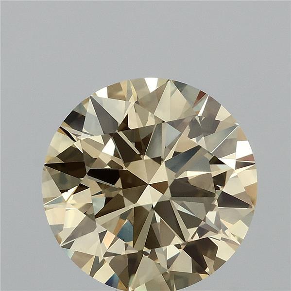 3.70 Carat Round Lab Grown Diamond, Excellent Cut, Fancy Yellow Color, VS1 Clarity