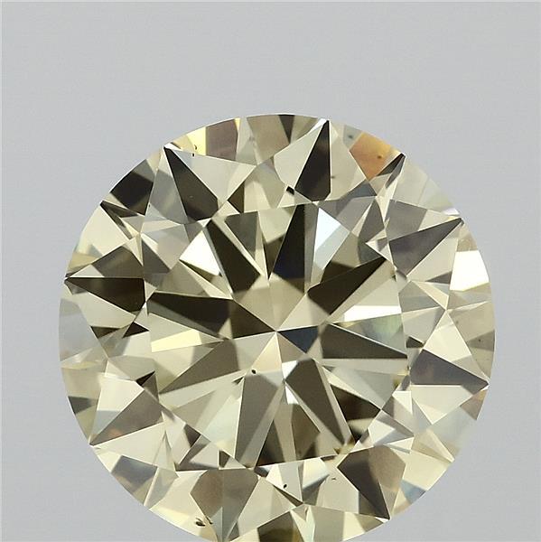 4.00 Carat Round Lab Grown Diamond, Excellent Cut, Fancy Intense Yellow Color, VS2 Clarity