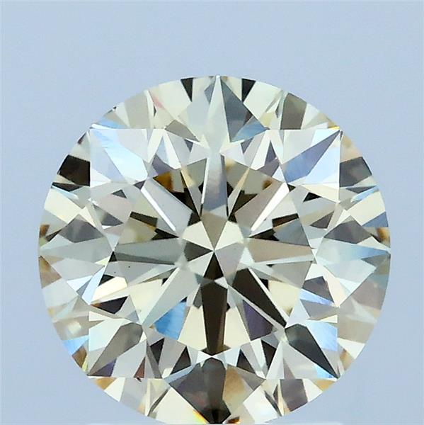 2.01 Carat Round Lab Grown Diamond, Ideal Cut, Light Yellow Color, VS1 Clarity