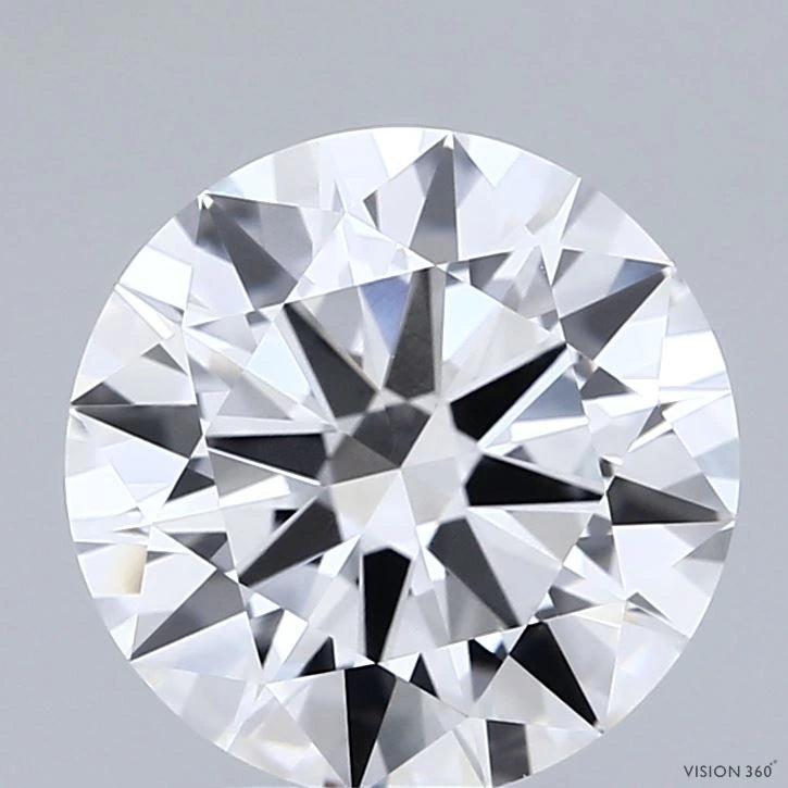 2.96 Carat Round Lab Grown Diamond, Excellent Cut, E Color, VVS1 Clarity