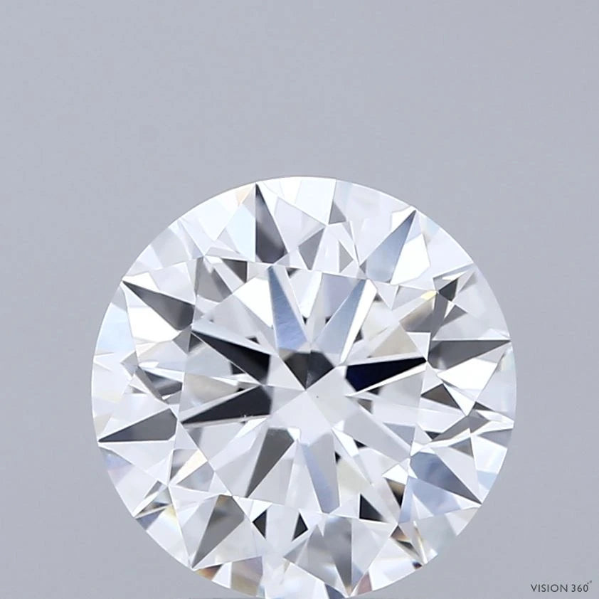 3.08 Carat Round Lab Grown Diamond, Excellent Cut, E Color, VVS2 Clarity