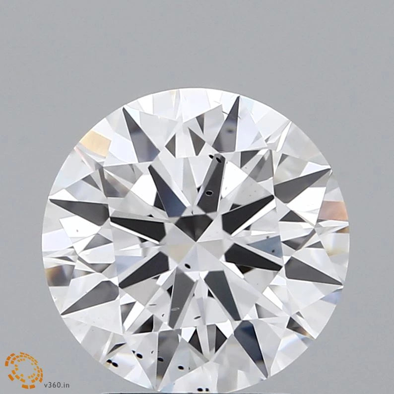 3.16 Carat Round Lab Grown Diamond, Ideal Cut, E Color, SI1 Clarity