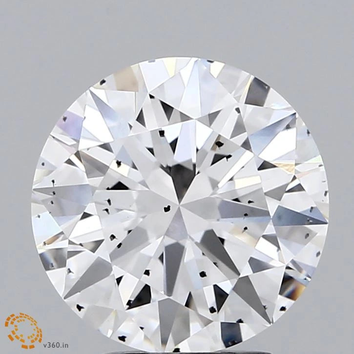 3.43 Carat Round Lab Grown Diamond, Excellent Cut, E Color, SI2 Clarity