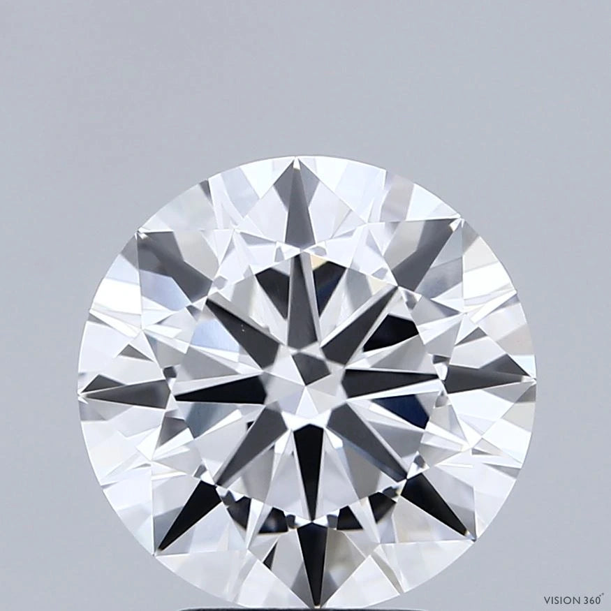 3.64 Carat Round Lab Grown Diamond, Excellent Cut, E Color, VVS2 Clarity