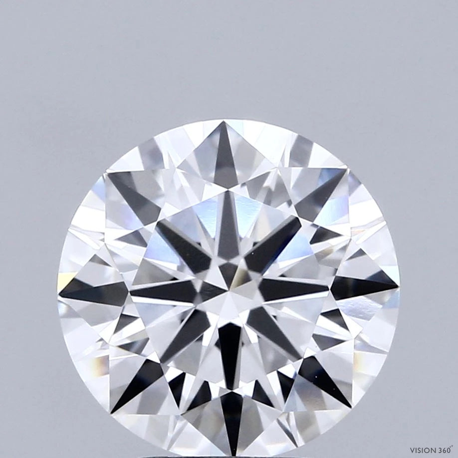 4.09 Carat Round Lab Grown Diamond, Ideal Cut, E Color, VVS2 Clarity