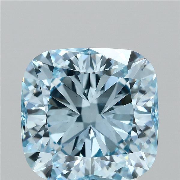2.71 Carat Square Cushion Lab Grown Diamond, Fancy Vivid Blue Color, VS1 Clarity