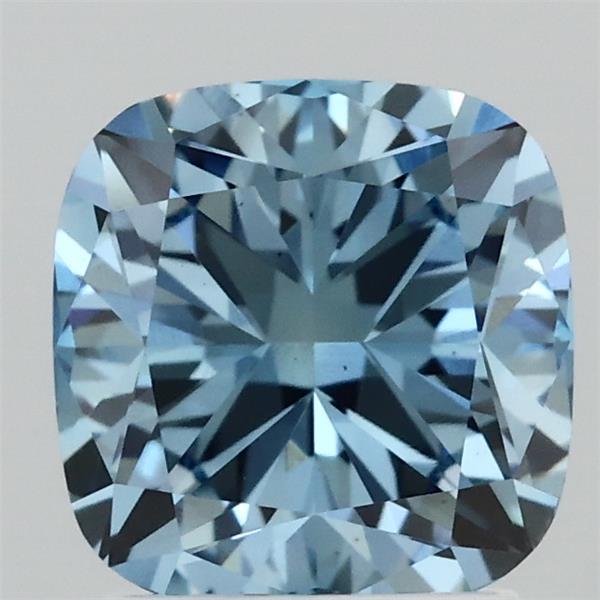 2.06 Carat Square Cushion Lab Grown Diamond, Fancy Vivid Blue Color, VS1 Clarity