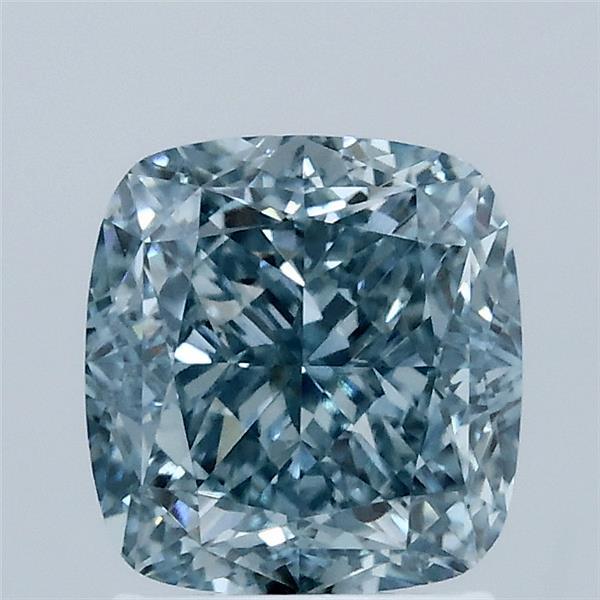 2.14 Carat Square Cushion Lab Grown Diamond, Fancy Vivid Blue Color, VS1 Clarity