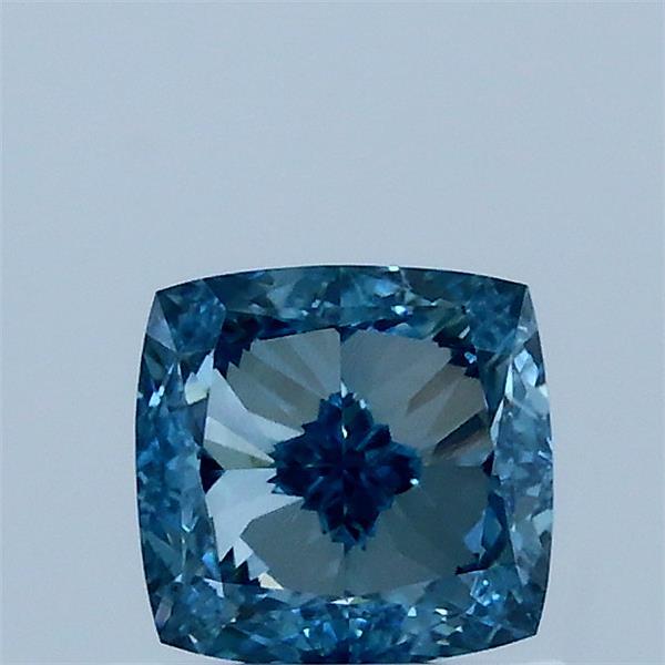 1.02 Carat Square Cushion Lab Grown Diamond, Fancy Vivid Blue Color, VVS2 Clarity