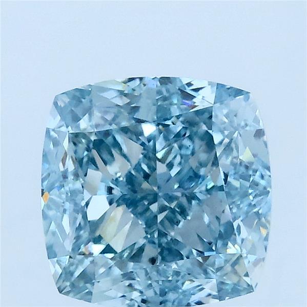 2.55 Carat Square Cushion Lab Grown Diamond, Fancy Vivid Blue Color, VS1 Clarity