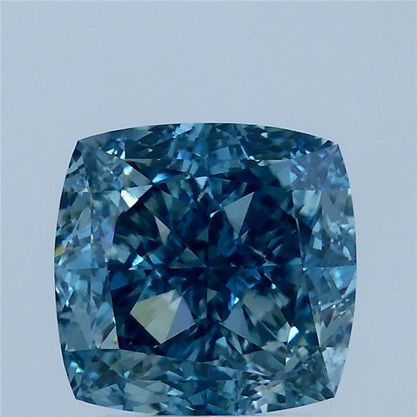 3.07 Carat Square Cushion Lab Grown Diamond, Fancy Vivid Blue Color, VS1 Clarity