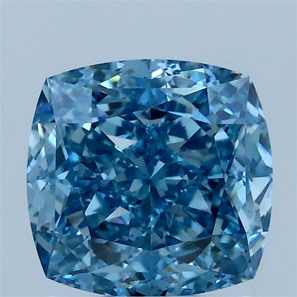 2.11 Carat Square Cushion Lab Grown Diamond, Fancy Vivid Blue Color, VS1 Clarity